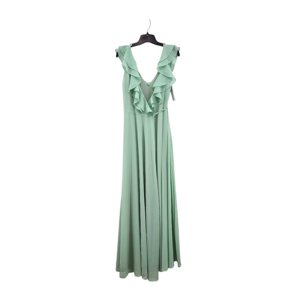 Aura Women's Chiffon Ruffle Neckline Wrap Around Maxi Formal Dress Bridesmaid
